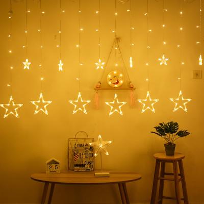 China Plastic Decorative Eid Mubarak Eid Al-Fitr Star Lamp Led String Star Curtain Light Christmas Festival For Party Decorations for sale