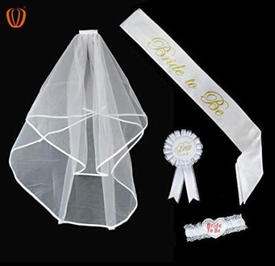 China Party Kit Including Bride To Be Accessory Bachelorette Party Sash and Veil Rosette Badge Bride To Be Garter for sale