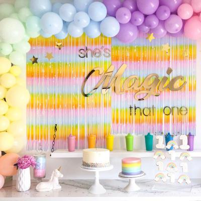 China Popular Decoration Colorful Rainbow Curtain Balloon Set 1*2m Birthday Wedding Party Background Wall Decoration for sale