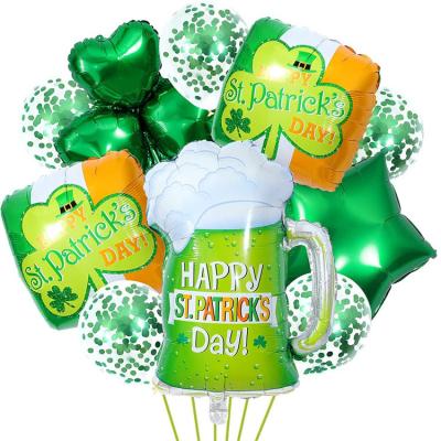 China Foil Foil Balloon Shamrock Beer Balloon Set Party Decoration for sale