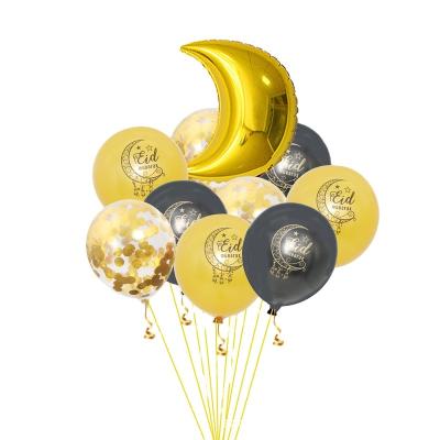 China Popular decoration Eid glitter latex balloon set party decorations decorated with stars and moon balloons party balloons for sale