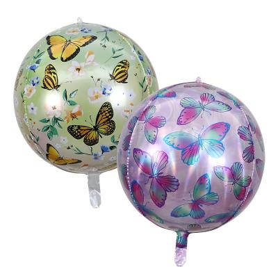 China Popular Decoration Hot Sale 22inch Purple And Green Butterfly 4D Foil Balloon For Party Decoration for sale