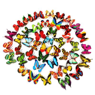 China Popular Wall Decoration Double 3D Butterfly Decoration 7cm Butterfly DIY Removable Sticker DIY Wall Art Opens Kids Room Decoration for sale