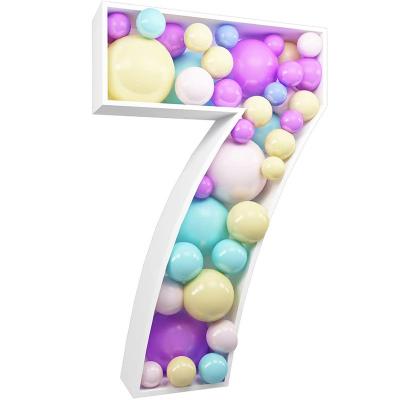 China Hollow Number Frame Mosaic Storage Box Balloon Decoration 0-9 Popular KT Foam Board Birthday Wedding Party Decoration for sale