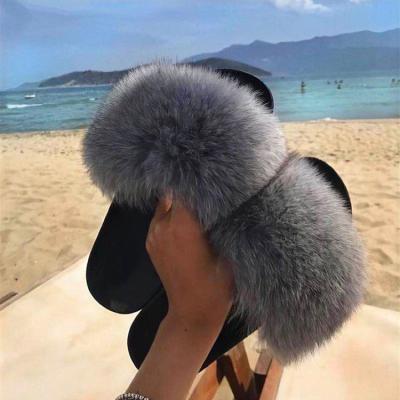 China Fashionable High Quality PVC Fur Slides For Kids Sheep Fur Slides Mink Fur Slippers for sale