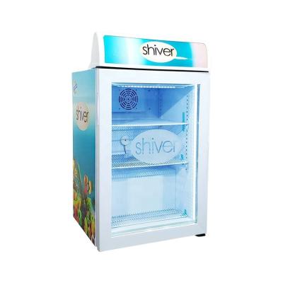 China SD98 98L Upright Commercial Compressor Table Top Upright Glass Door MINI Freezer Freezer with Lightbox for sale