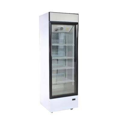 China Commercial Upright COMPRESSOR 410L Retail Beverage Cooler Display Fridge With Wheels for sale