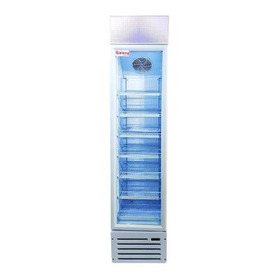 China Single-temperature 145L Supermarket Commercial Thin Upright Beverage Beer Cold Display Fridge for sale