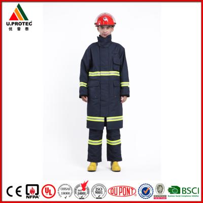 China Nomex FR Clothing Firefighter Long Coat / Fire Commander Uniform XS to 4XL Size for sale