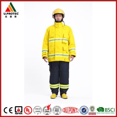 China Hi Vis Safety Flame Retardant Work Coverall Firefighter Uniforms High Visibility for sale