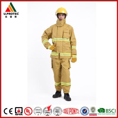 China Heat Insulation Firefighter Uniform / Firefighting Fire Suit Antistatic and Waterproof for sale