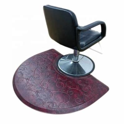 China Antique Salon Sheepmats Stain Resistant Anti-Slip Series Barber Shop Chair Floor Mat Semi Circle Salon Mat For Hair Stylist for sale