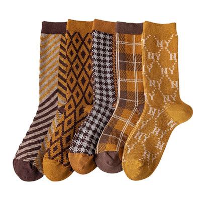 China QUICK DRY Winter Stacked Japanese Argyle Socks Women's Cotton Department Checked Socks Slouchy Socks for sale