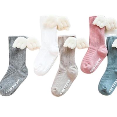 China Sporty Newborn Baby Boy Socks With Wings Non Slip Angel Socks Kids Toddler Soft Cotton Socks for sale