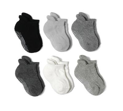 China Baby Toddler Athletic Grip Socks 6 Pairs Non Slip/Slip Covered Combed Cotton Socks for sale