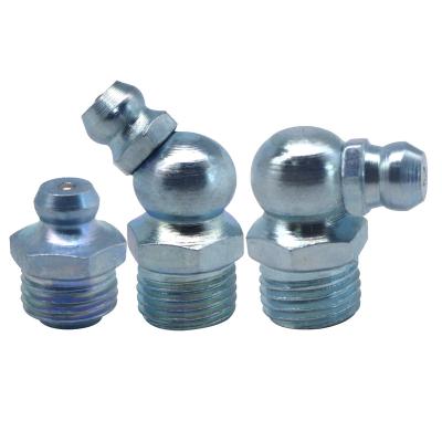 China ZM carbon steel galvanized straight M10X1 steel grease nipple 45 degree 90 degree lubricant grease nipple for sale