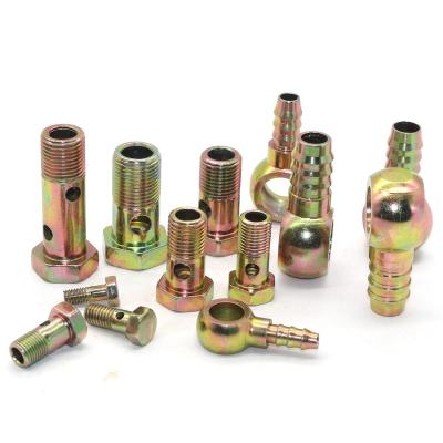 China ZM Fastener Steel High Quality Yellow Color Galvanized Banjo Pipe Banjo Bolt Barb Fitting Banjo Fitting for sale