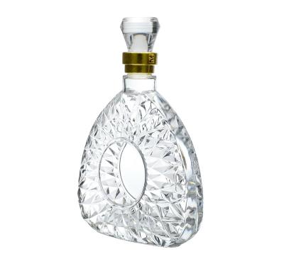 China Wine Customized Glass Whiskey Spirits Bottle Gin Tequila Glass Bottle 750ml Flat Oval Shape Flask for sale