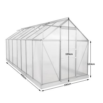 China Easily Assembled Aluminum Garden Greenhouse 7 Rooms With Rustproof Windows And Roof Steel Base Ventilation for sale