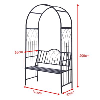 China Easily Assembled Steel Garden Arch With Seat For 2 Person, Garden Axle For Various Climbing Plant, Outdoor Garden Lawn Backyard for sale