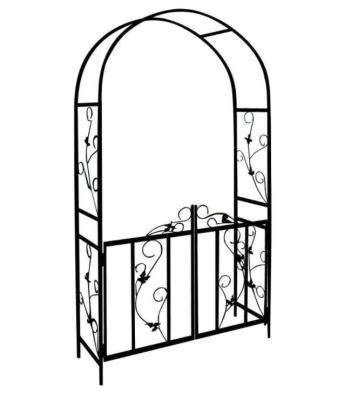 China Rose Arch Easily Gathered With Built-in Trellis Garden Gate Trellis Rustproof Lockable Metal Gate 230 x 114 x 37 cm Color: Black for sale