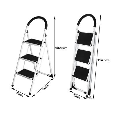 China Folding Ladders 3 Step Stools Folding Step Stool Steel Step Stools With Sturdy Handle Pedal Anti-Slip And Wide Steel Ladder for sale