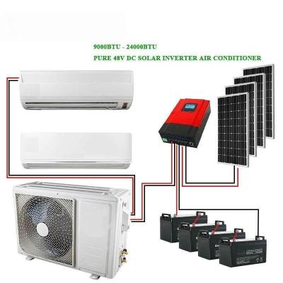 China Energy Saving Up To 90% Off Grid Power 100%DC 48V Single Solar Solar Air Conditioner With Batteries And Solar Panels for sale