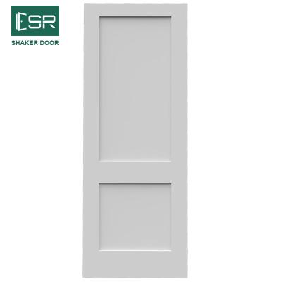 China Modern White Primed Solid Core 2 Panel Interior Prehung Particleboard Shaker Door for sale