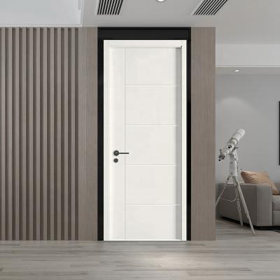 China Modern Chinese Wood Door Modern Interior White Flush Clean Room Inside Door With Groove for sale