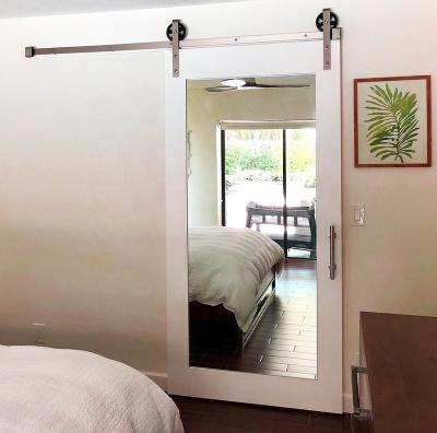 China Modern White Sliding Mirror Barn Door Kit For Bathroom And Hotel Closet for sale