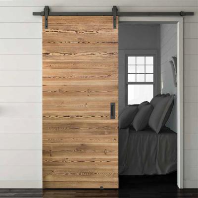 China Waterproof antique design interior sliding door reclaimed solid wood barn door with wall mount hardware kit for sale