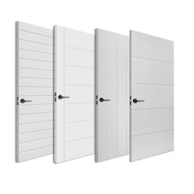 China Traditional Cheap Prices Modern Interior White Primed Flush Door HDF Molded Prehung Doors With Groove for sale