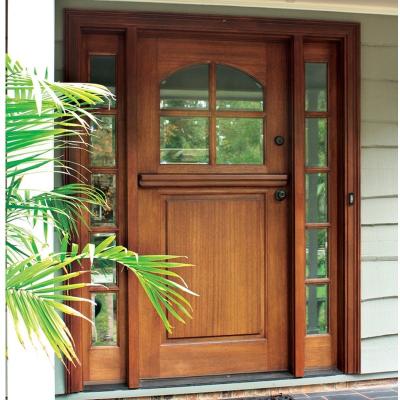 China Traditional Entry Solid Mahogany Wood Dutch Door For Garden House With Windows And Arch Frame for sale