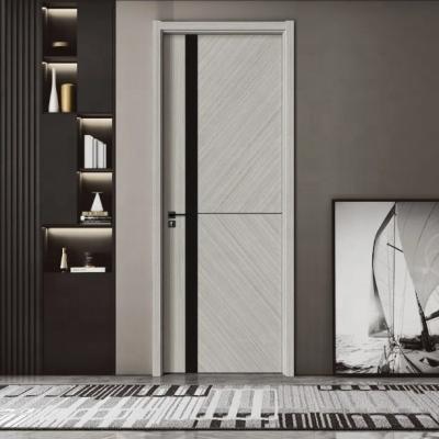 China Prettywood Modern Design Melamine Door Flat Waterproof Interior HDF MDF Wood Door for sale