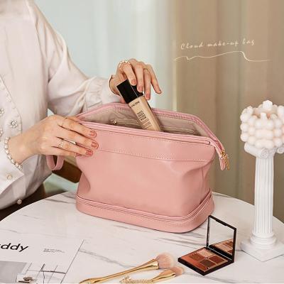 China Waterproof Organizer Cosmetic Bags High Quality CustomizeLOGO Large Capacity PU Leather Travel Wash Zipper Toiletry Pouch Makeup Cases for sale