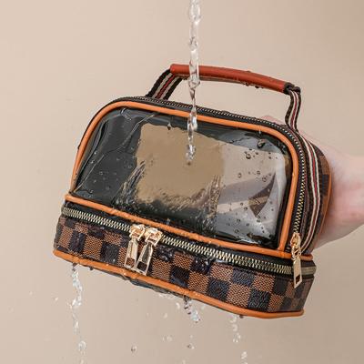 China Custom Waterproof Transparent Bag Women Handbag Makeup Organizer Large Capacity Easily Cleaned Cosmetic Bags for sale