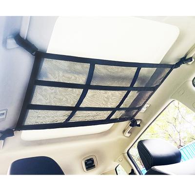 China Interior Organizer Bag Car Accessories Mesh Storage Organizer Rooftop Travel Net Ceiling Cargo Automotive Car Pocket Easy Clean Custom for sale