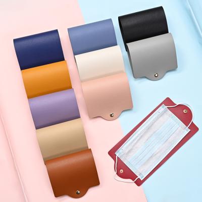 China PU Leather Case Face Masked Storage Bag Clip Hooks Bag Waterproof Dustproof Premium Portable Face Masked Organizer Folding for sale