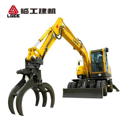 China Farms LG95F wheel excavator with wooden grabber for sale for sale