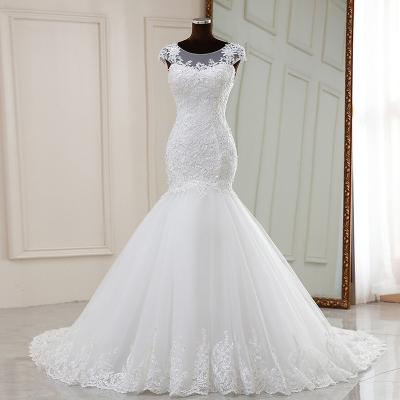 China 2022 Fashion Women Breathable White Mermaid Wedding Dress Vestido De Noiva Bridal Tulle Mariage for sale