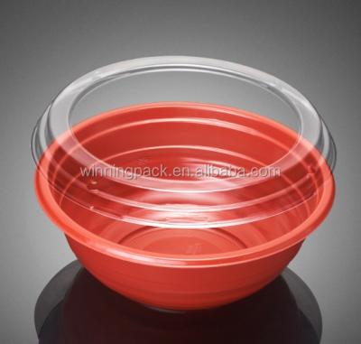 China 32OZ Food Use Disposable Plastic Salad Bowl Container With Lid for sale