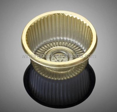 China Eco-friendly Disert Disert Plastic Mooncake Tray Sweet Gold Color Cake Tray for sale