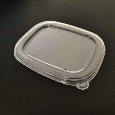 China Non Spill Rectangle PP Plastic Lids For Rectangular Kraft Paper Salad Bowl 221.2*171*11.8mm for sale