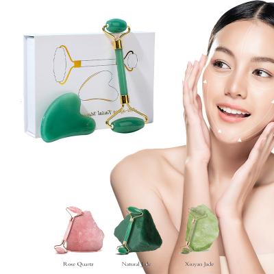 China OEM Bestselling High Quality Anti Aging Natural Quartz Jade Stone Portable Green Aventurine Green Jade Facial Roller for Face for sale