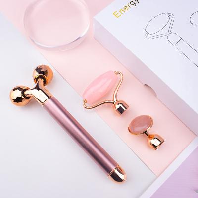 China Double Rollers Facial Massage Roller Electric Face Lifting Skin Tightening Vibrating Sonic Energy Beauty Bar for sale