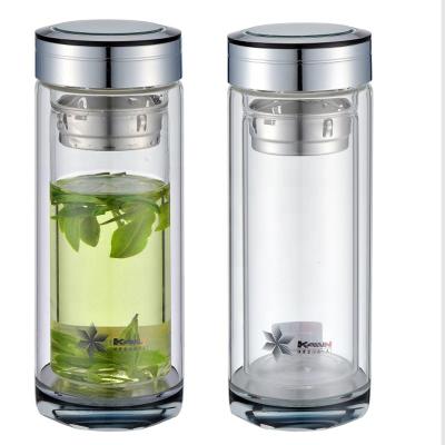 China Custom Viable Double Wall Glass Water Bottle With Tea Infuser for sale