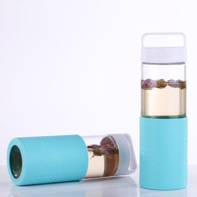 China Sustainable Custom Glass Water Bottle With Silicone Protective Sleeve for sale