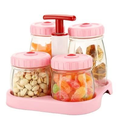 China Storage Jar Wholesale 350ml/620ml Glass Food Storage Jar With Airtight Lid for sale