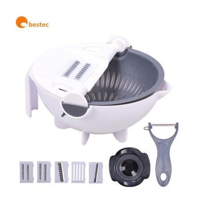 China Multifunctional Easy Control Vegetable Grater Slicer Magic Rotate Vegetable Cutter With Drain Basket for sale