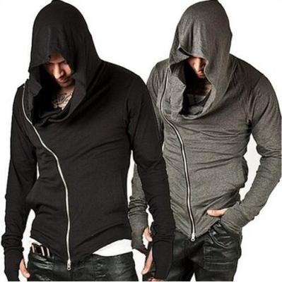 China Anti-wrinkle Men Fashion Assassin Tops Side Diagonal Men's Zipper Jacket Side Zipper Men's Sports Coat Cotton Sweatshirts Hoodies Zipper Hoodie for sale